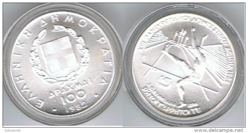 GRECIA 100 DRACMA 1982 SALTO OLYMPIADE PLATA SILVER - Grecia