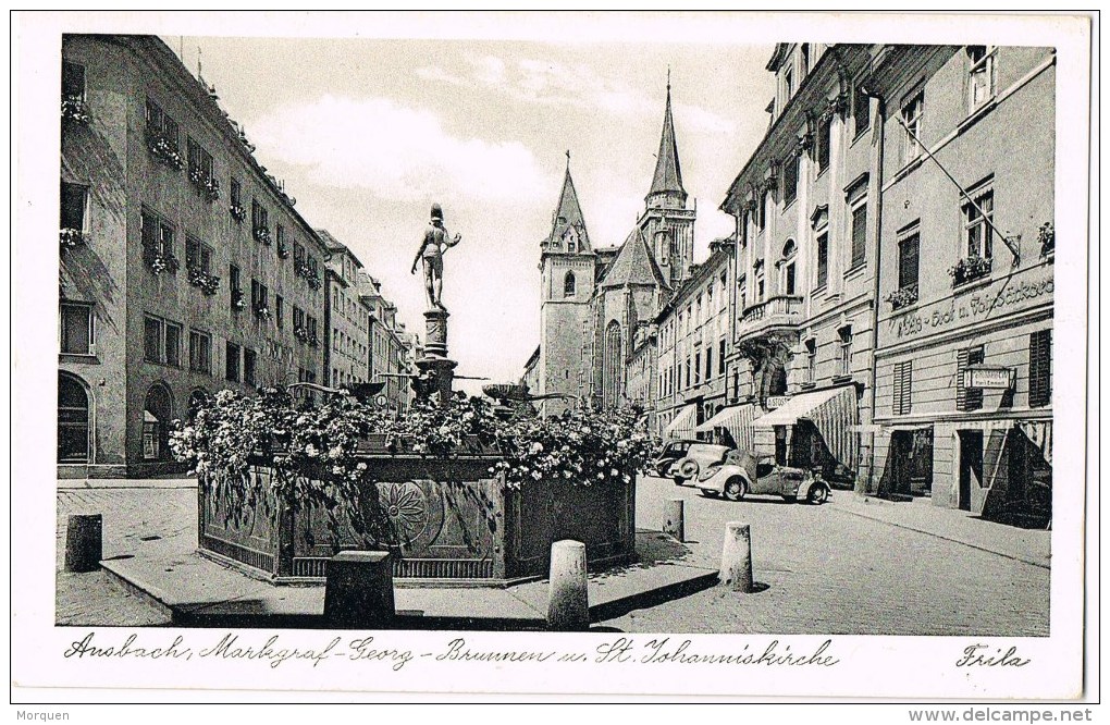 13177. Postal ANSBACH (Bayern) Alemania. Markgraf George Brunnen. St. Johanniskirchen - Ansbach