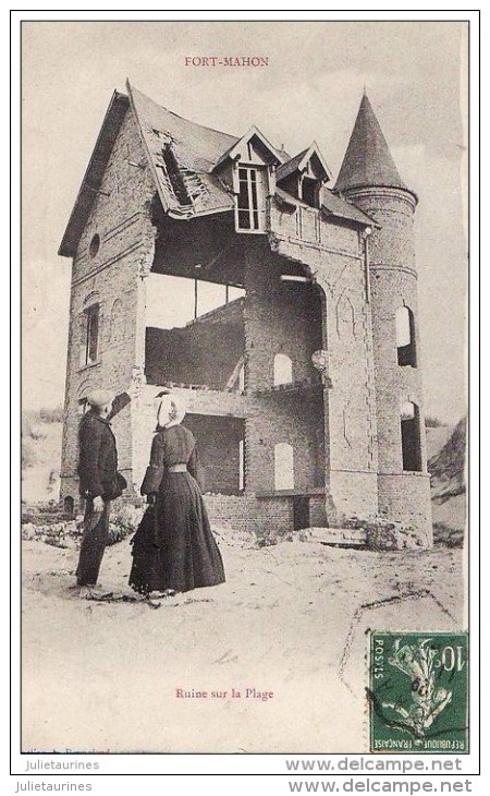 80 FORT MAHON RUINE SUR PLAGE TRES ANIMEES CPA BON ETAT - Autres & Non Classés