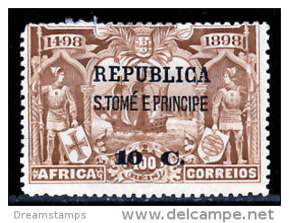 !										■■■■■ds■■ St.Thomas 1913 AF#181* Vasco Da Gama On África 10 (x9852) - St. Thomas & Prince