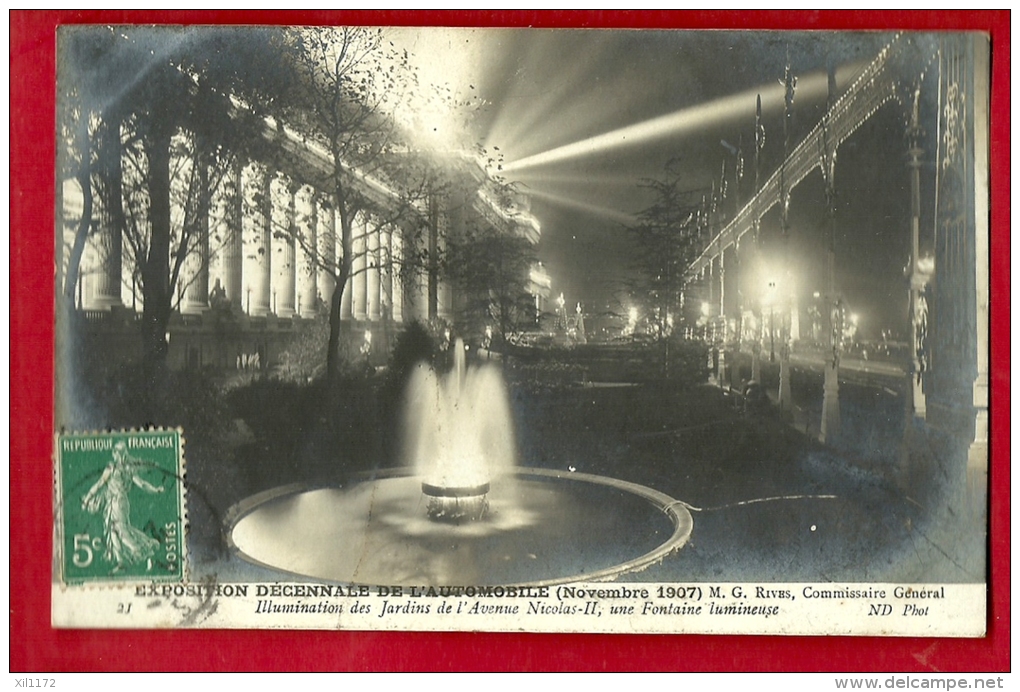 XBP-27 Exposition Décennale De L'Automobile Novembre 1907 Avenue Icolas-II, Fontaine Lumineuse. Circulé - Autres & Non Classés
