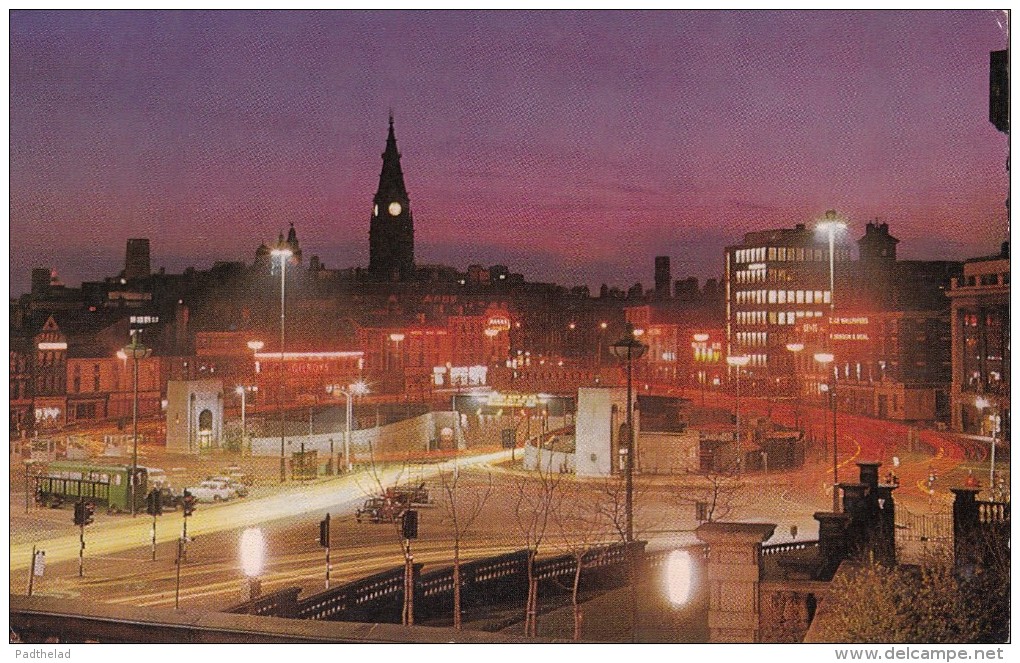 POSTCARD KINGSWAY LIVERPOOL AT NIGHT COLOUR RPPC POSTCARD - Liverpool