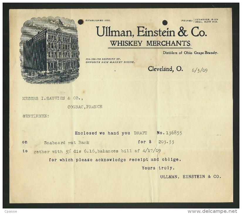 Courrier Commercial The Ullman Einstein & Co. Cleveland OH Ohio - Whiskies Whiskey Merchants Whisky - United States