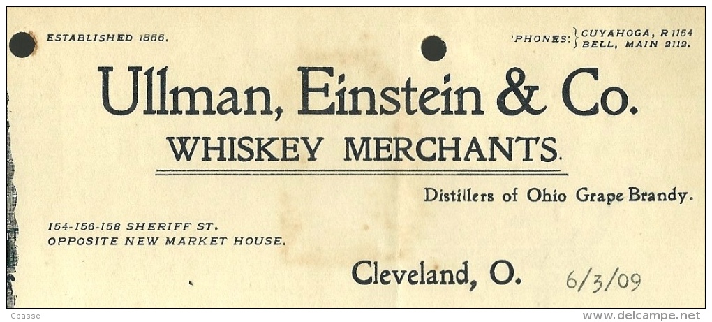 Courrier Commercial The Ullman Einstein & Co. Cleveland OH Ohio - Whiskies Whiskey Merchants Whisky - United States