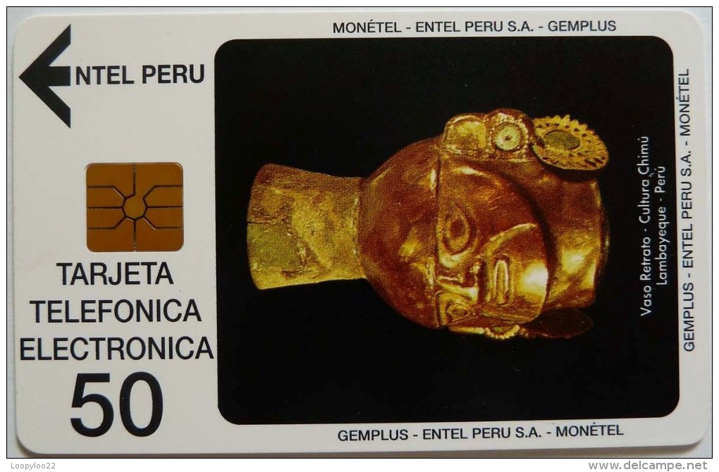 PERU - EC-1 - Entel - Gemplus - Vaso Retrato Gold - 50 Units - Mint - RRR - Perú