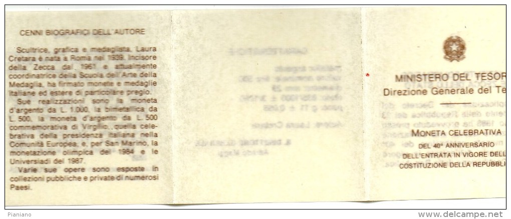PIA - ITALIA - 1988 : Moneta Da £ 500 In Astuccio - Edizione Zecca -  13.400  Pezzi  !!!! - Jahressets & Polierte Platten