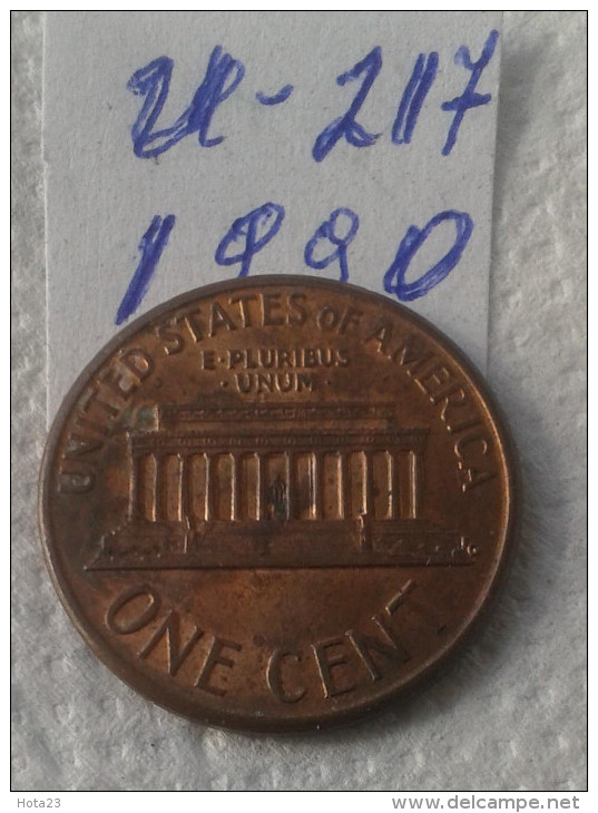 1 Cent - 1990 - USA - (Lot U 217) - 1959-…: Lincoln, Memorial Reverse