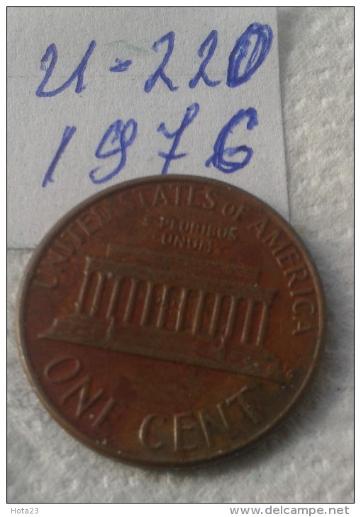 1 Cent - 1976 - USA - (Lot U 220) - 1959-…: Lincoln, Memorial Reverse