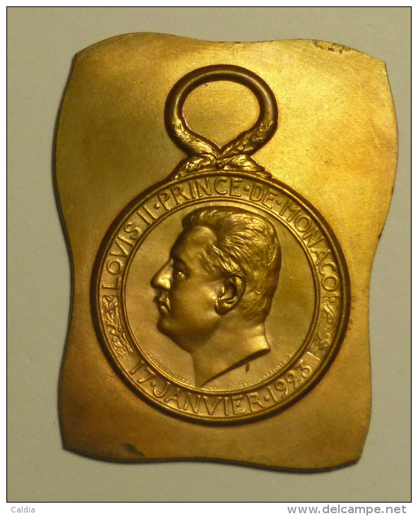Monaco Médaille Bronze / Medal  "" HONNEUR Du TRAVAIL "" LOUIS II 1923 épreuve TRIAL - RARE !!! - Other & Unclassified