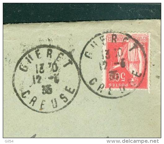 Timbre Antituberculeux De 1934 Sur Lettre  ( Lac )  Oblitéré Gueret En 1935 - Ae11812 - Tegen Tuberculose