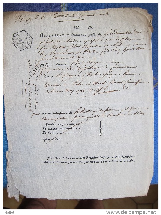 Lot De 3 Bordereaux De Créances An 8 - Yonne - ... - 1799