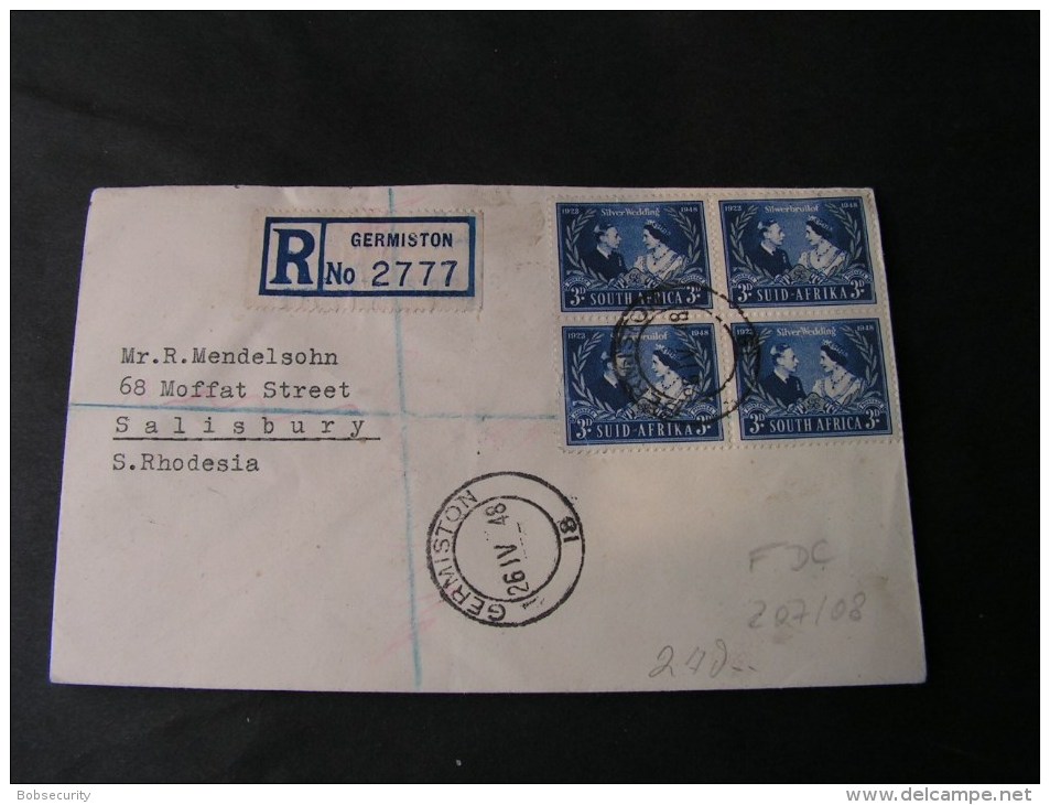 == South Africa Silver Wedding  FDC ??  1948 R-Germiston - Unclassified