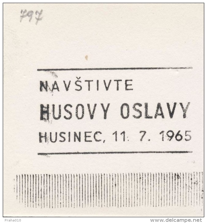 J2081 - Czechoslovakia (1945-79) Control Imprint Stamp Machine (R!): Visit Huss Celebrations, City Husinec, 11.7.1965 - Proeven & Herdrukken