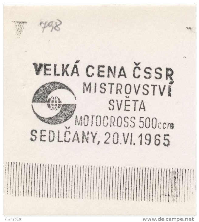 J2084 - Czechoslovakia (1945-79) Control Imprint Stamp Machine (R!): Motocross; Grand Prix Of Czechoslovakia; World Cup - Probe- Und Nachdrucke