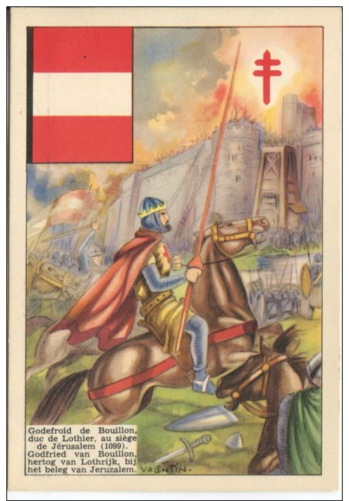 OEuvre Nationale Contra La Tuberculose Postcard,  Godefrold De Bouillon Au Siege De Jerusalem 1099 - History