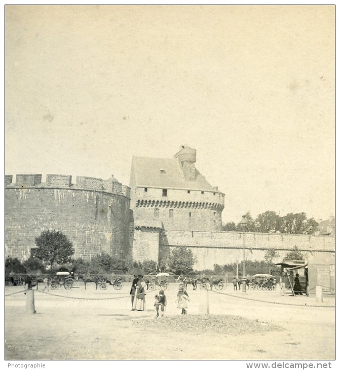 France Bretagne Remparts De Saint Malo Ancienne Stereo Photo Stereoscope 1900 - Photos Stéréoscopiques