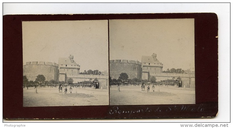 France Bretagne Remparts De Saint Malo Ancienne Stereo Photo Stereoscope 1900 - Photos Stéréoscopiques