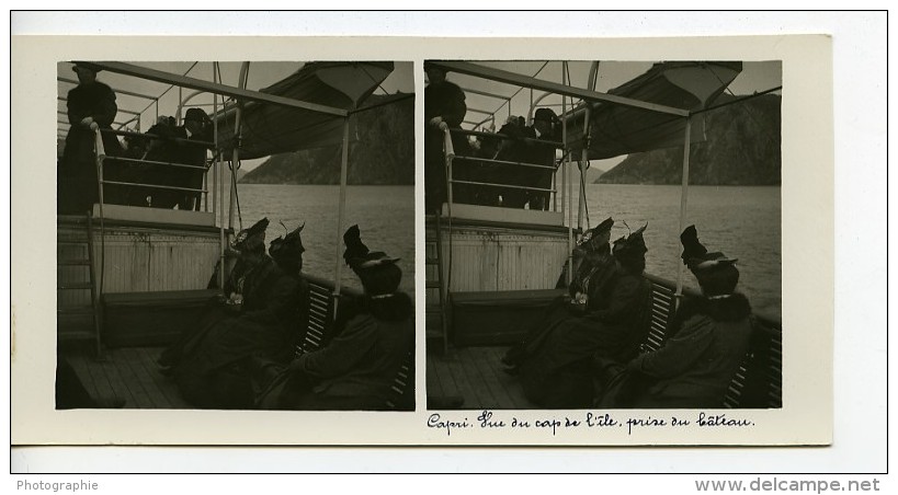 Italie Capri Vue Du Cap De L'Ile Ancienne Stereo Photo Stereoscope Possemiers 1910 - Stereoscopic