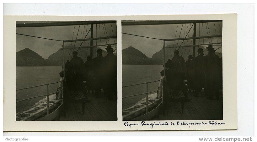 Italie Capri Panorama Ancienne Stereo Photo Stereoscope Possemiers 1910 - Stereoscopic