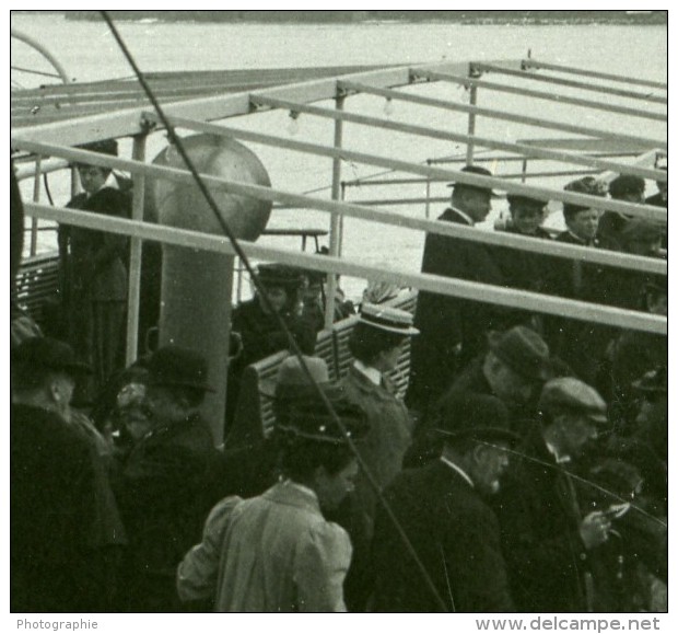 Italie Sorrente Depart Du Bateau Salon Ancienne Stereo Photo Stereoscope Possemiers 1910 - Stereoscopic