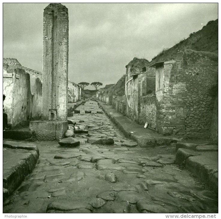 Italie Pompei Via Stabia Ancienne Stereo Photo Stereoscope Possemiers 1910 - Stereoscopic