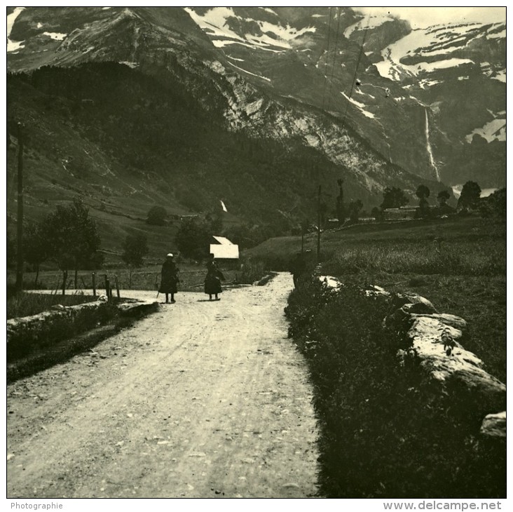 France Pyrenees Gavarnie Sur La Route Du Cirque Ancienne Stereo Photo Stereoscope Possemiers 1910 - Photos Stéréoscopiques