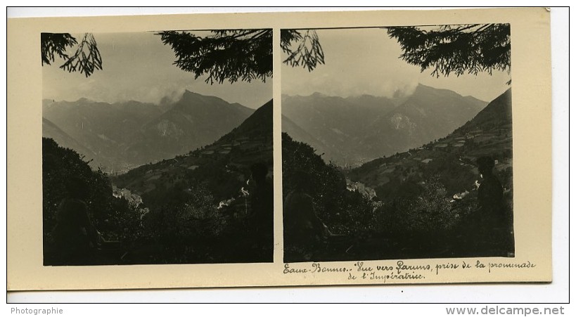 France Pyrenees Eaux Bonnes Laruns Panorama Ancienne Stereo Photo Stereoscope Possemiers 1910 - Photos Stéréoscopiques