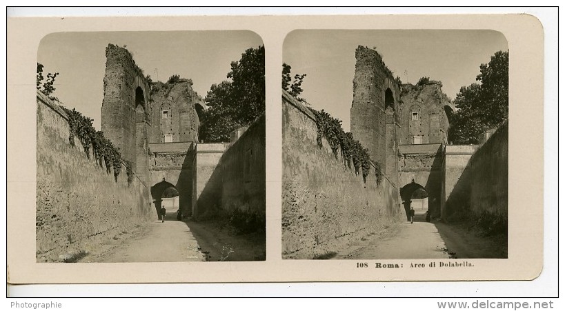 Italie Rome Arc De Dolabella Ancienne Stereo Photo Stereoscope NPG 1900 - Stereoscopic