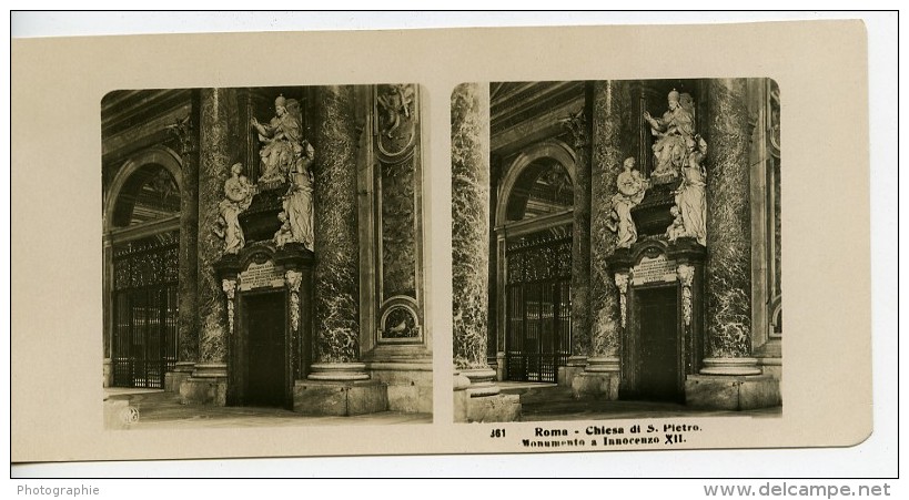 Vatican Basilique Saint Pierre San Pietro Detail Ancienne Stereo Photo Stereoscope NPG 1900 - Stereoscopic