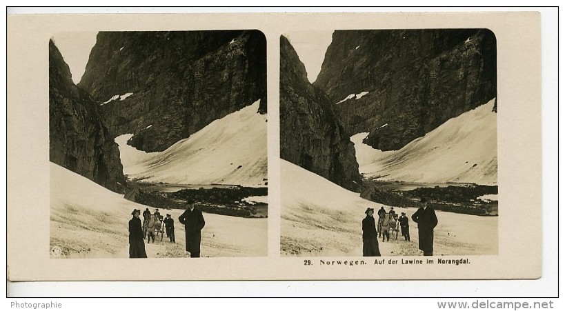 Norvege Sur Le Glacier De Norangdal Ancienne Stereo Photo Stereoscope NPG 1900 - Stereoscopic