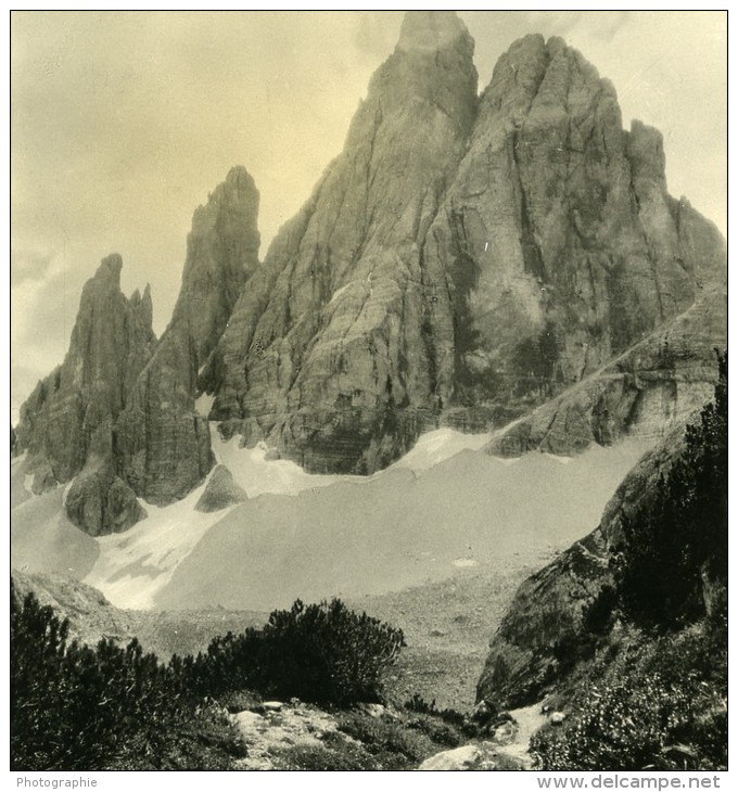 Italie Alpes Dolomites Le Croda Dei Toni Ancienne Stereo Photo Stereoscope NPG 1900 - Photos Stéréoscopiques