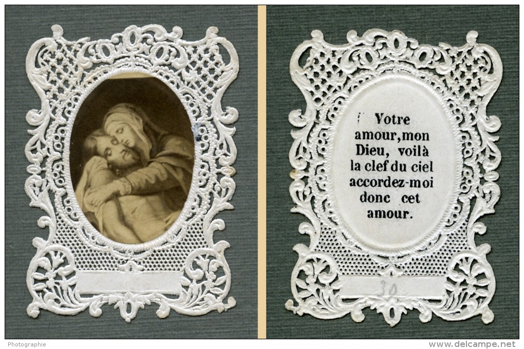 France Religion Image Pieuse Canivet Photo Albumine Sur Papier Dentelle 1870's - Images Religieuses