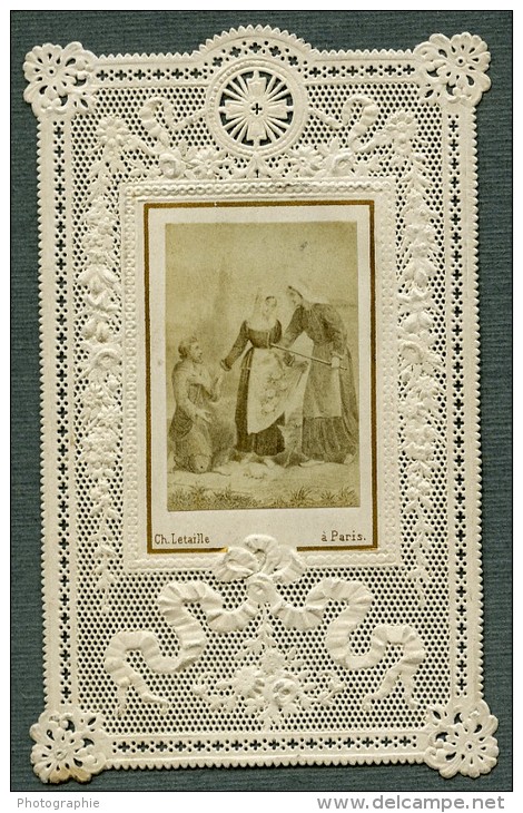 France Religion Image Pieuse Canivet Photo Albumine Sur Papier Dentelle 1870's - Devotion Images