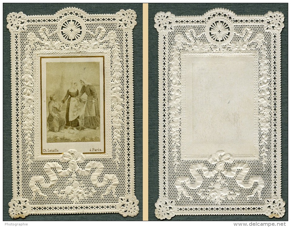 France Religion Image Pieuse Canivet Photo Albumine Sur Papier Dentelle 1870's - Devotion Images
