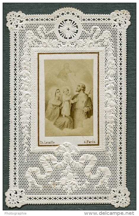 France Religion Image Pieuse Canivet Photo Albumine Sur Papier Dentelle 1870's - Devotion Images