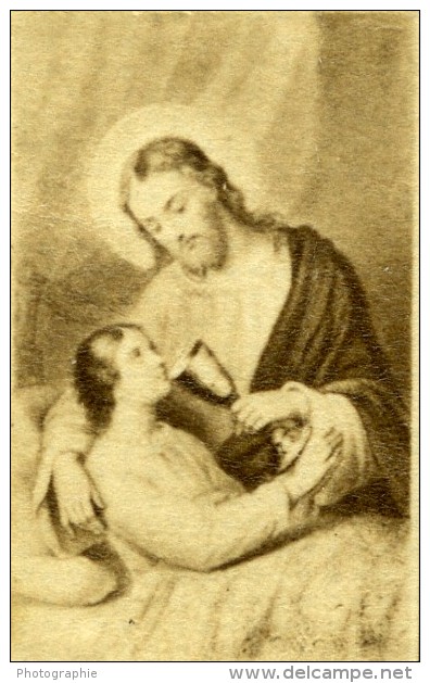 France Religion Image Pieuse Canivet Photo Albumine Sur Papier Dentelle 1870's - Devotion Images