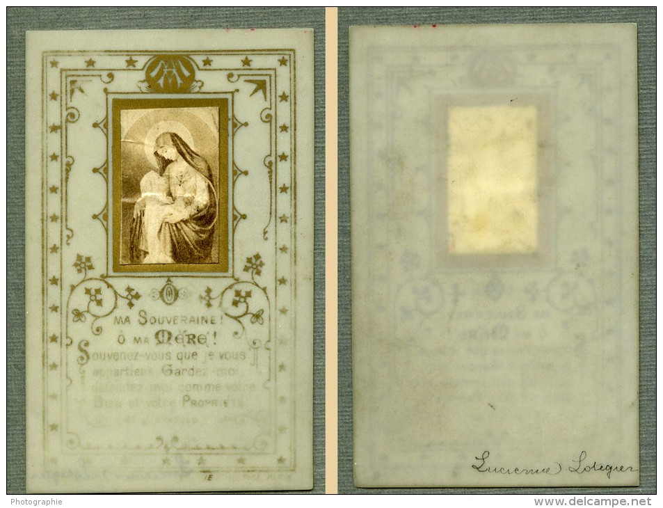 France Religion Image Pieuse Canivet Photo Albumine Sur Celluloid 1880 - Images Religieuses