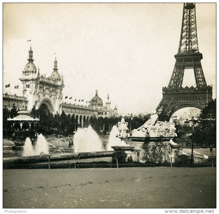 France Paris Exposition Universelle Champ De Mars Tour Eiffel Ancienne Photo Stereoscope SIP 1900 - Stereoscopic