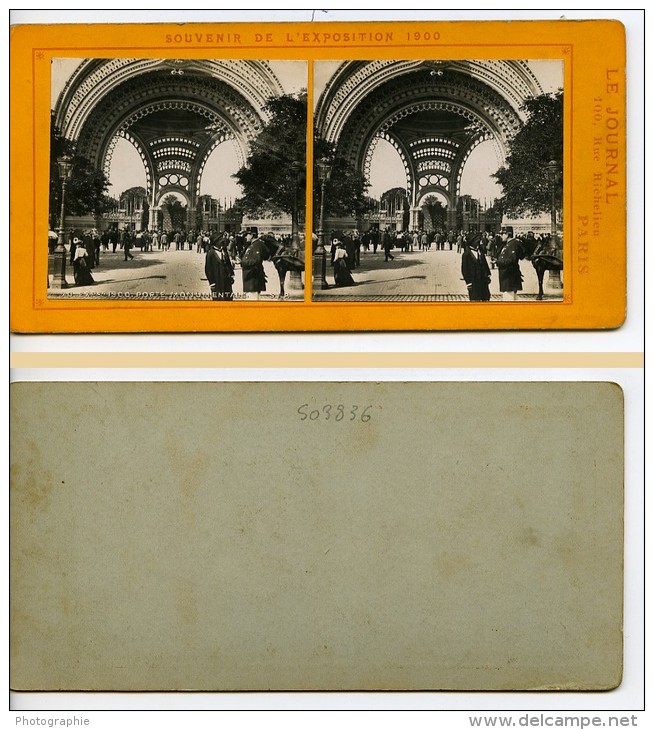 France Paris Exposition Universelle Porte Monumentale Ancienne Photo Stereoscope SIP 1900 - Fotos Estereoscópicas