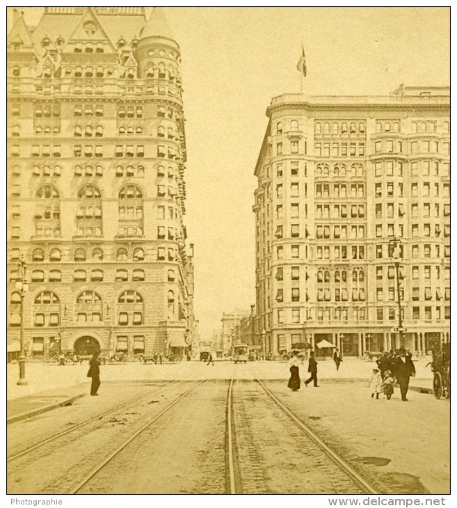 USA New York Hotel Netherland &amp; Savoy Ancienne Photo Stereoscope Campbell 1896 - Stereoscopic