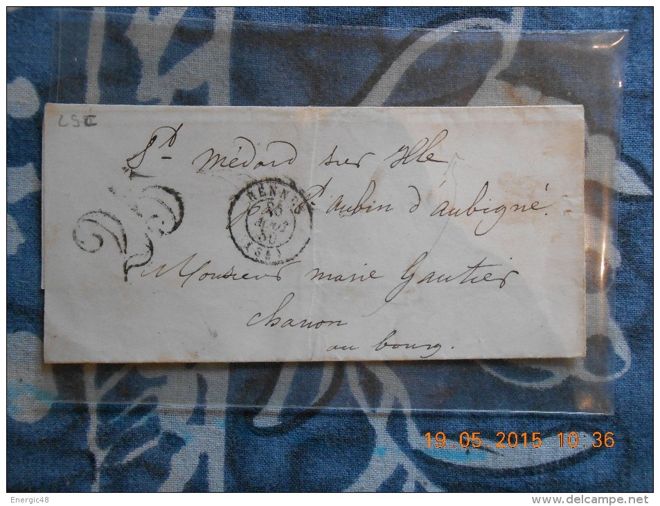 ZZ_31_ Lettre De Rennes De 1850 A Voir!!verso!! - 1849-1876: Période Classique