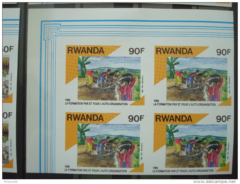 RWANDA 1990 Nr 1384/1387 BLOCS OF 4 IMPERFORATED / MNH ** / COT. 70 EUR / 1991 - Unused Stamps