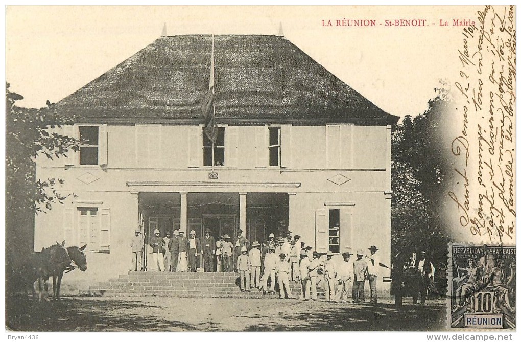 La Réunion - Saint-Benoit - ** La Mairie Très Animée ** - Cpa Circulée En 1904 - Voir 2 Scans. - Saint Benoît