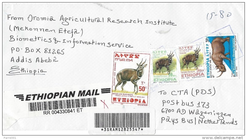 Ethiopia 2010 Aratkilo Counter 5 Bushbuck Rhinoceros Barcoded Registered Cover - Ethiopie