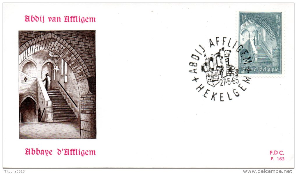 BELGIQUE. N°1334 De 1965 Sur Enveloppe 1er Jour. Abbaye D'Affligem. - Abbayes & Monastères