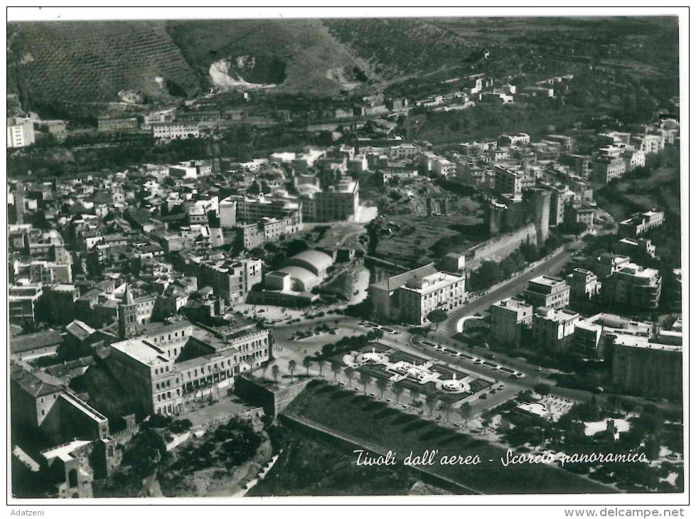 XXX CARTOLINA BIANCO E NERO - LAZIO – TIVOLI – VILLA D’ESTE – DALL’AEREO SCORCIO PANORAMICO VIAGGIATA 1964 VERSO ROMA – - Tivoli