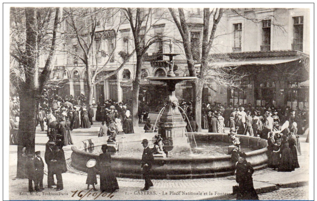 CASTRES ( Tarn ) -  La Place Nationale Et La Fontaine -  Dos Simple - Castres