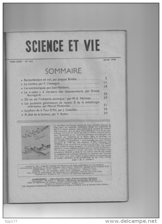 SCIENCE ET VIE  Janvier 1948. N°364 - 1900 - 1949