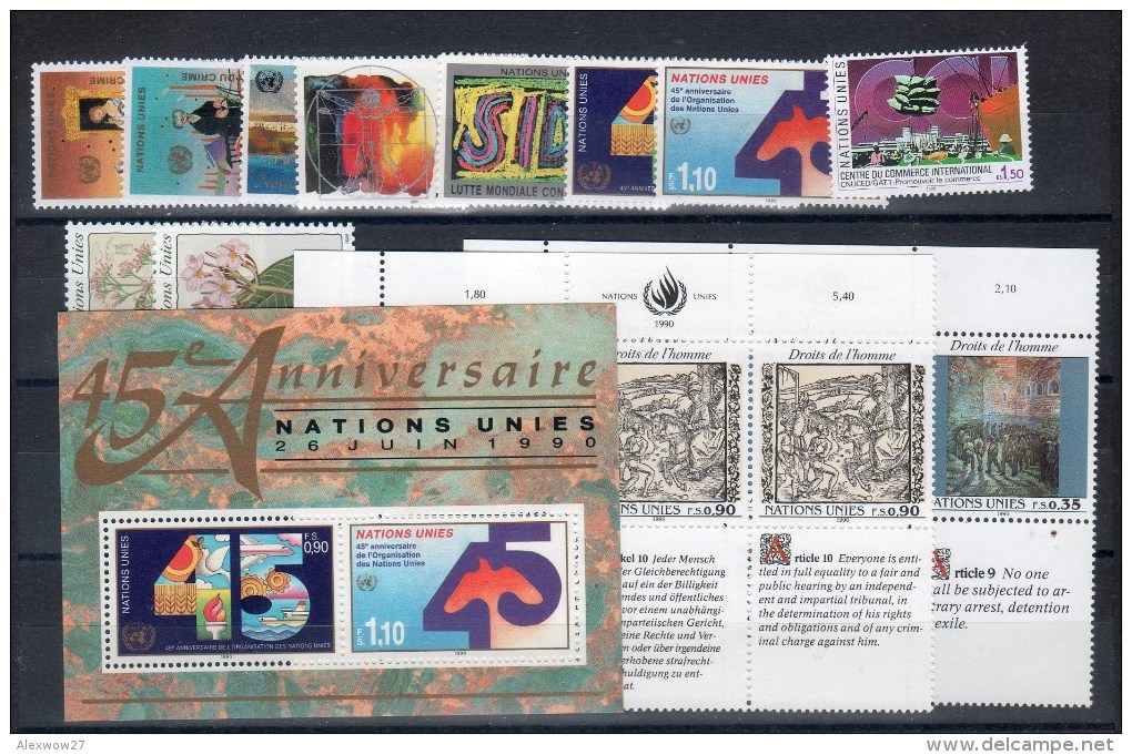 O.N.U. Uff. Di Ginevra 1990--Annata Completa -- **MNH/VF - Neufs