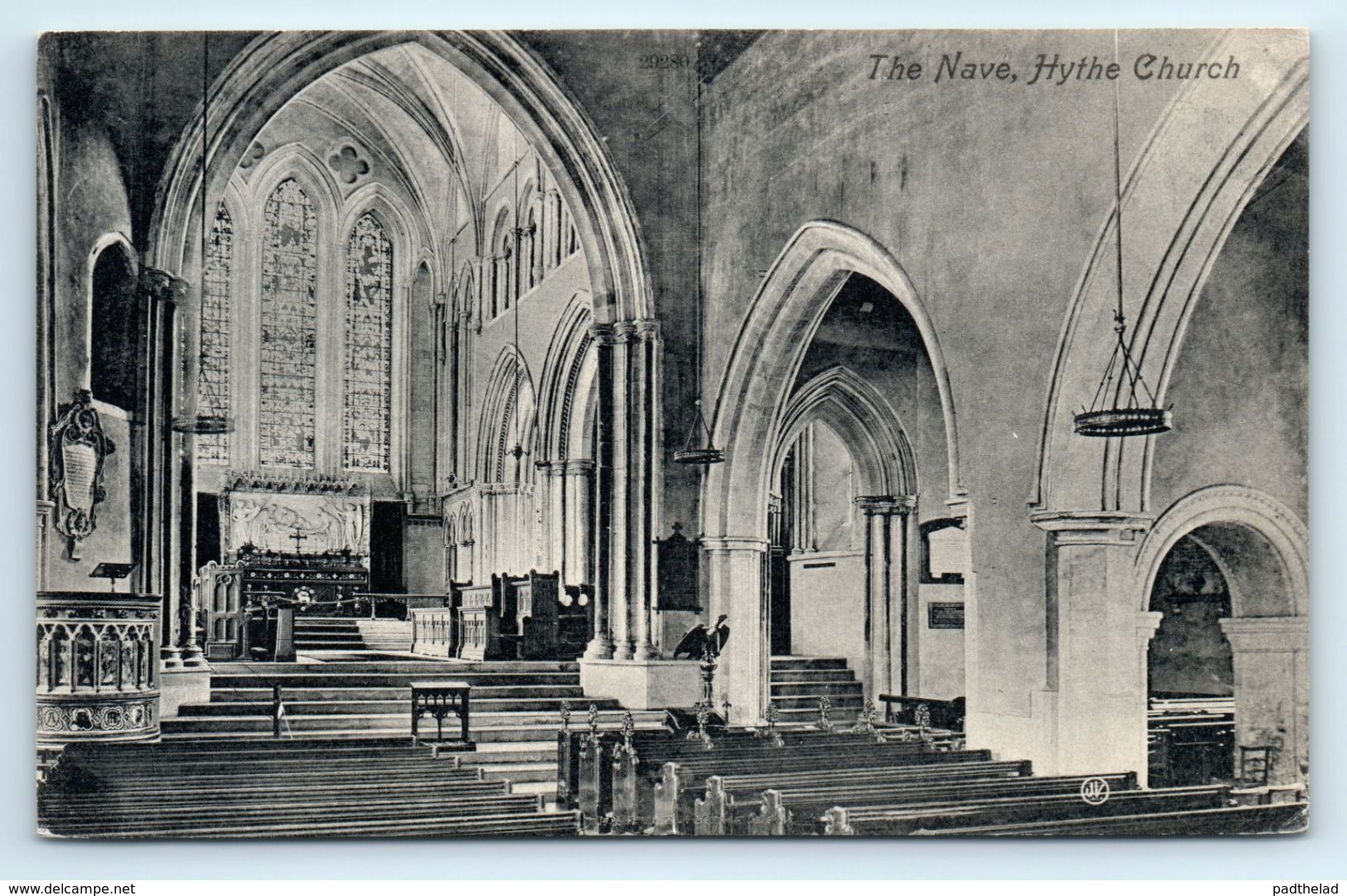 POSTCARD THE NAVE HYTHE CHURCH HACKNEY S O E SOE POSTMARK SENT TO BRENTFORD 1910 - Colchester